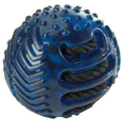 Jouet pour chiens TPR Ball avec de la corde,bleu 9 cm