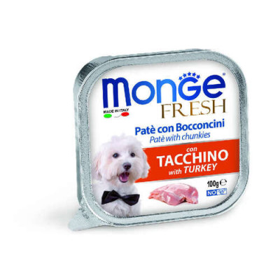  Monge Hundefutter Nass FRESH Pâté Turkey 100g