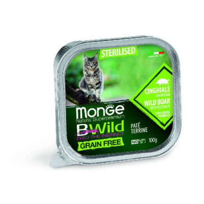 Monge Cat Bwild Grain Free Sterilised Boar 100g