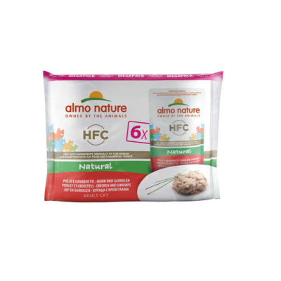 Almo Nature HFC Cat Natural - Poulet et Crevettes (6 x 55 g Megapack)