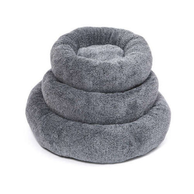 Coussin rond en peluche douce, gris 60 cm