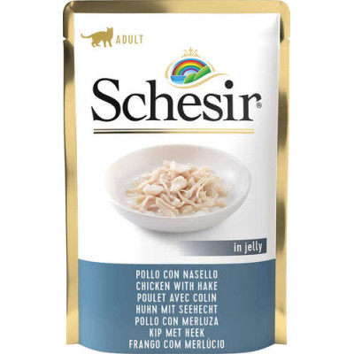 Schesir cat Jelly Chicken with Hake - Pouch 85 gr.