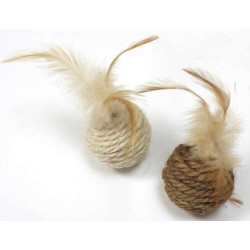 Cat toy sisal ball with feathers 4,2cm