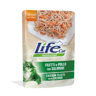 Lifecat Natural chicken with salmon & carrots 70 gr. -6% da 12 pezzi