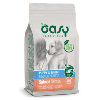 Oasy One Animal Protein Hundefutter Trocken Puppy Medium/Large Salmon 12kg