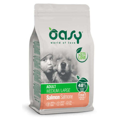 Oasy One Animal Protein dry dog Adult Medium/Large Salmon 12kg