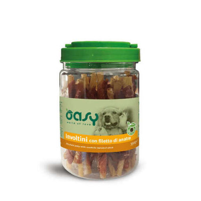 Oasy Dry Duck Jerky with Rawhide Twisted Stick 350gr