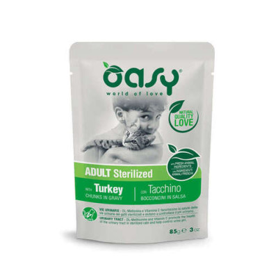 Oasy cat Sterilized chunks in gravy Turkey 85gr