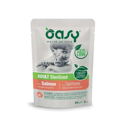 Oasy cat Sterilized chunks in gravy Salmon 85gr