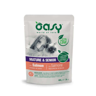 Oasy cat Mature & Senior chunks in gravy Salmon 85gr