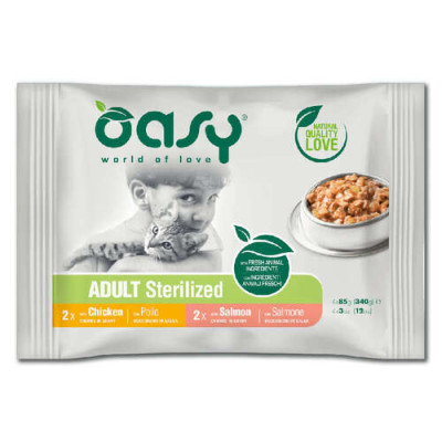 Oasy cat Adult chunks in gravy Sterilized Selection Multipack 4x85gr