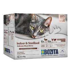 Bozita Pouch Indoor & Sterilised Multibox HiS Meat Menu in sauce 12x85gr