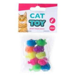 Cat toy, 2 coloured caterpillars 7.5 cm