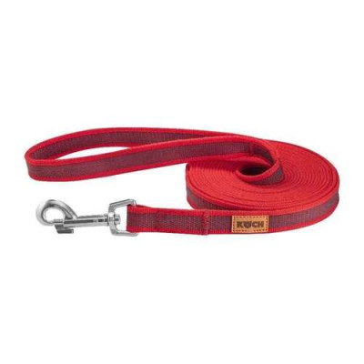 Laisse à pister caoutchoutée avec poignée, polyester 20mm 10m, rouge