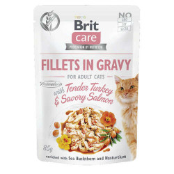 Brit Care Cat - Fillets in Gravy with Tender Turkey & Savory Salmon 85g