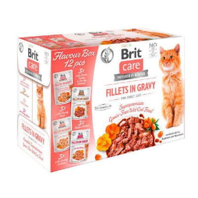 Brit Care Cat Flavour box - Fillets in Gravy, 12 pcs.