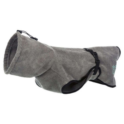 Bademantel für Hunde Frottee, XL 70cm, grau