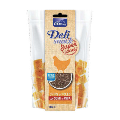 Lifedog Deli snacks super food Chips Chicken & Chia seed 100g