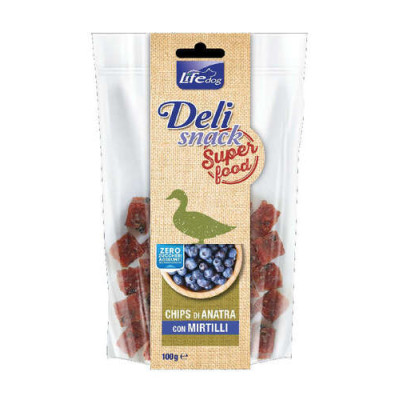 Lifedog Deli snacks super food Chips Duck & Bluberries 100g