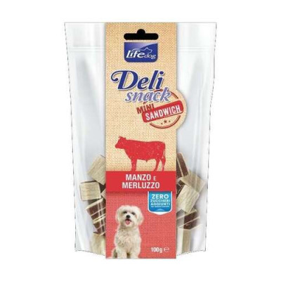 Lifedog Deli snacks Mini Sandwich Beef & cod 100g