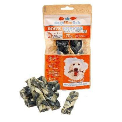 Dog's snacks DLF Salmon skin, pigtails 70g