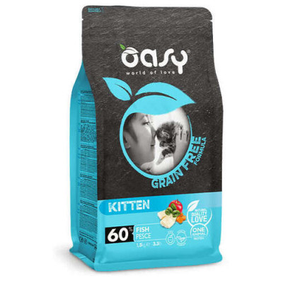 Oasy Grain Free dry cat Puppy Kitten Fish 1.5kg