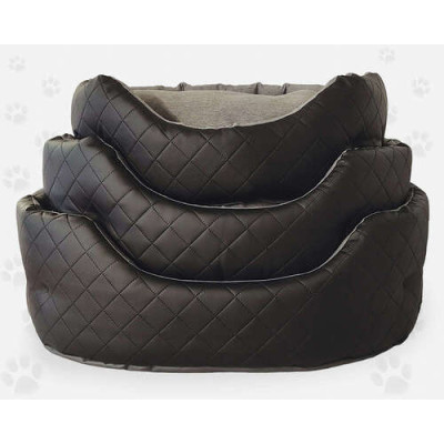 Hundebett Trono Oval Kunstleder, schwarz 72x62cm