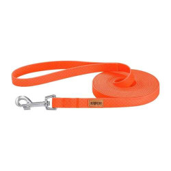 Laisse à pister imperméable avec poignée, PVC 20mm 15m, orange fluo