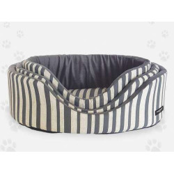 Hundebett Oval Eco, grau gestreift 42x30cm