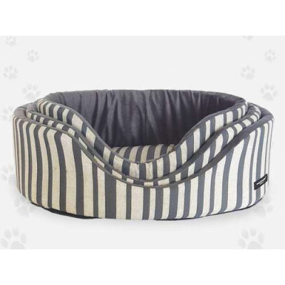 Hundebett Oval Eco, grau gestreift 42x30cm