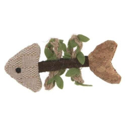 Cat toy Fishbone made of linen and hemp with catnip 10,5x5,5 cm       