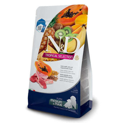 Farmina N&D Tropical Selection Canine Puppy Medium & Maxi Lamb, Spelt, Oats & Tropical fruits 10kg