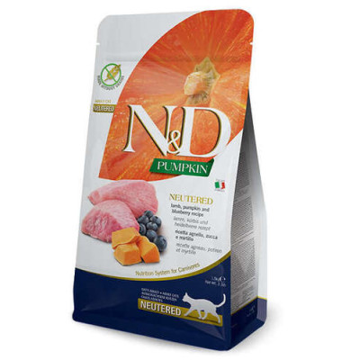 Farmina N&D Pumpkin Feline Adult Neutered Agnello, Zucca & Mirtillo 300g