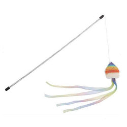 Cat toy fishing rod with plush, assorted 40cm