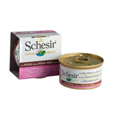 Schesir cat Natural Tuna and Chicken with Rice - can 85gr.