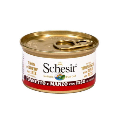 Schesir cat Natural Tuna and Beef with Rice - can 85gr.