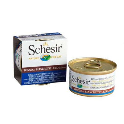 Schesir cat Natural Tuna with Whitebaits- can 85gr.