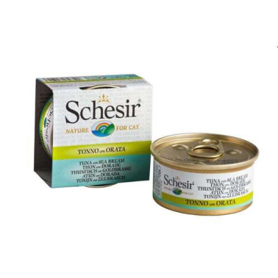 Schesir cat in Broth Tuna with Sea Bream - can 70gr.