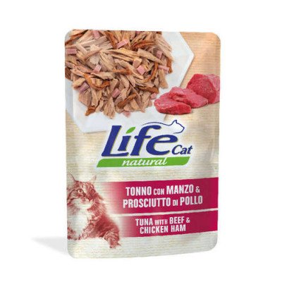 Lifecat Natural tuna, beef and ham 70 gr.  -6% da 12 pezzi