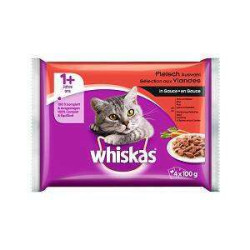 Whiskas 1+ Fleisch Auswahl in Sauce 4x100g