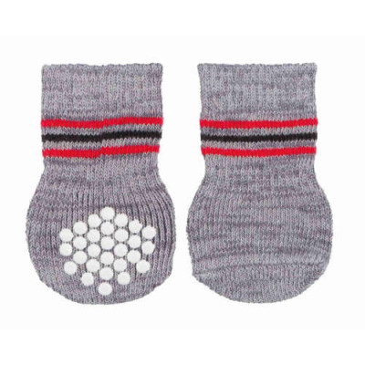 Chaussettes pour chien anti-dérapant S-M, gris