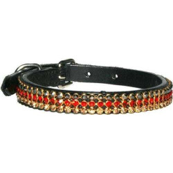 Collier en daim, decor Strass, 25 cm