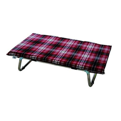 Lit de camp Lettoflex en aluminium, tartan rouge 75x115 cm