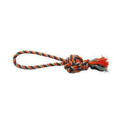 Jouet pour chien en corde avec poignée gris/orange 28cm