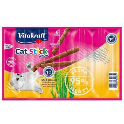 Vitakraft Cat Stick mini poulet/herbe-à-chats 6 pces