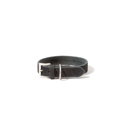 Fatted leather collar Da Vinci black, 40x2,0 cm 