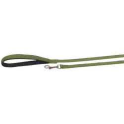 Longe de piste en sangle, avec poignée, nylon vert 10 m /15mm