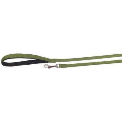 Longe de piste en sangle, avec poignée, nylon vert 10 m /15mm