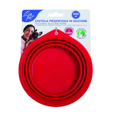 Ciotola da viaggio in silicone, pieghevole, rosso 250ml