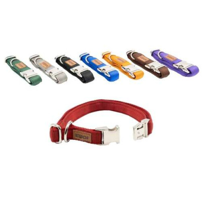 Collier Alu-Klick rembourré Premium, Nylon S/M 25mm 30-45cm, rouge